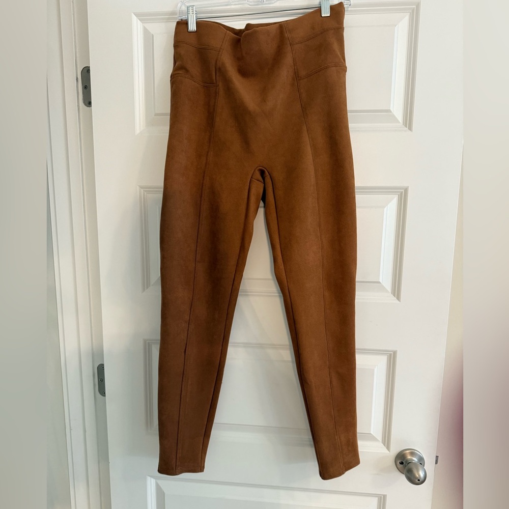 SPANX Faux Suede Leggings in Rich Brown – Size XL